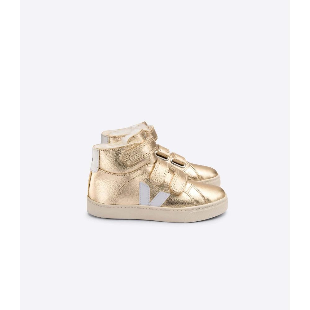 Gold Kids\' Veja ESPLAR MID FURED LEATHER Shoes | AU 756AHK